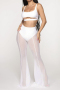 sexy plus size slight stretch see-through mesh high-waist pants_Black_White