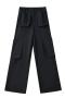 xs-l casual slight stretch high waist straight cargo pants(size run small)_Black