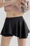 casual slight stretch solid low waist fake two-piece set skort size run small_Black