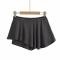 casual slight stretch solid low waist fake two-piece set skort size run small_Black_White_Dark Gray