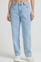 new casual non-stretch patchwork denim pocket high waist pants_Sky Blue