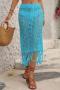 sexy slight stretch 5 colors solid color drawstring maxi skirt_Black_White_Magenta_Blue