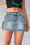sexy slight stretch denim high-waist mini skirt_Black_Sky Blue