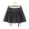 sexy non-stretch solid color pleated hollow mini skirt_Black_Dark Gray