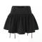 sexy non-stretch solid color pleated hollow mini skirt_Black