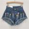 stylish non-stretch rhinestone tassel all-match denim shorts(size run small)_Pink_Orange_Light Green_Blue