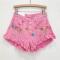 stylish non-stretch rhinestone tassel all-match denim shorts(size run small)_Pink