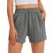 casual plus size slight stretch 5 colors drawstring pocket all-match shorts_Black_Gray_Dark Gray
