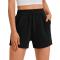 casual plus size slight stretch 5 colors drawstring pocket all-match shorts_Black