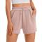 casual plus size slight stretch pure color drawstring pocket all-match shorts_Light Pink