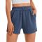 casual plus size slight stretch pure color drawstring pocket all-match shorts_Light Pink_Dark Blue