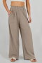 casual plus size non-stretch linen fabric plain color high waist straight pants_Black_Khaki