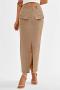 xs-xl stylish office lady slight stretch 5 colors slit midi skirt_Black_Dark Green_Beige_Khaki