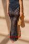 new sexy non-stretch solid color lace long sleeves hollow maxi skirts_Black