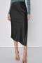 new sexy slight stretch satin 3-color high-waist slit midi skirt_Black