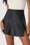 new sexy slight stretch 4-color satin high-waist all-match slit mini skirts_Black
