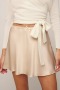 new slight stretch 4-color satin lace-bow high-waist mini skirts_Black_Dark Green_Brown_Champagne