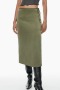 new sexy non-stretch 4-color satin high-waist lace-up midi skirts_Black_Forest Green