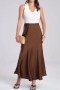 new casual non-stretch 4-color patchwork satin high-waist maxi skirts_Black_Dark Green_Brown