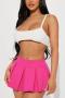 sexy non-stretch solid color 5-colors pleated with lined mini skirt_Black_White_Gray_Magenta