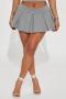 sexy non-stretch solid color 5-colors pleated with lined mini skirt_Black_White_Gray