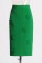 chic stylish high quality slight stretch 3d flower high waist midi skirt_Magenta_Green
