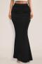 stylish high stretch pure color high waist ruched all-match maxi skirt_Black