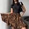 stylish non-stretch leopard printing all-match mini skirt(only skirt)_Gray_Brown