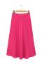 casual non-stretch satin 11 colors solid color high-waist midi dress_Black_Gray_Pink_Magenta