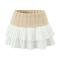 sexy slight stretch knitted patchwork pleated mini skirt size run small_Gray_Beige