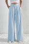 new casual non-stretch 5-color pleated wide-leg loose pants_Black_Gray_Pink_Sky Blue