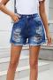 stylish non-stretch mid-waist hole denim shorts_Sky Blue_Blue