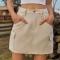 sexy plus size non-stretch simple solid color cargo mini denim skirt_Black_Dark Green_Khaki