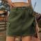 sexy plus size non-stretch simple solid color cargo mini denim skirt_Black_Dark Green