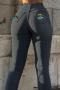 new plus-size slight stretch patchwork denim eyes fixed print pants_Black_Dark Gray