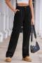 casual plus size non-stretch solid color 6-colors mid waist jeans_Black