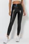 xs-xxl plus size pure color 6 colors pu leather stretch tight-fitting leggings_Black