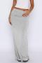casual slight stretch solid all-match low waist pleated straight maxi skirt_Black_Gray