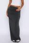 casual slight stretch solid all-match low waist pleated straight maxi skirt_Black_Gray_Dark Gray