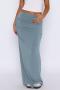 casual slight stretch solid all-match low waist pleated straight maxi skirt_Black_Gray_Dark Gray_Haze Blue