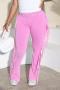 stylish plus size slight stretch solid color slim tassel flared pants_Black_Pink