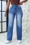 stylish plus size slight stretch 3 colors simple high waist straight jeans_Sky Blue_Blue