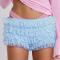 sexy slight stretch lace 3 colors cascading ruffle shorts_Pink_Red_Sky Blue