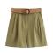 sexy non-stretch 3 colors with belt solid color shorts_Black_White_Dark Green
