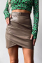 sexy non-stretch pu high-waist solid color mini skirt_Black_Beige_Khaki