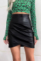 sexy non-stretch pu high-waist solid color mini skirt_Black