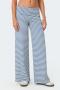 casual slight stretch low waist striped print loose straight pants_Black_Gray_Pink_Red_Green_Blue
