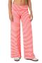casual slight stretch low waist striped print loose straight pants_Black_Gray_Pink_Red
