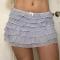 sexy slight stretch mesh low-waist mini skirt_Black_White_Light Purple