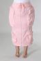 new plus-size slight stretch patchwork solid color pocket zip-up midi skirts_Black_Pink